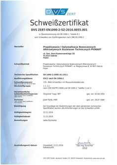 Certifikát: Německy certifikát svařování